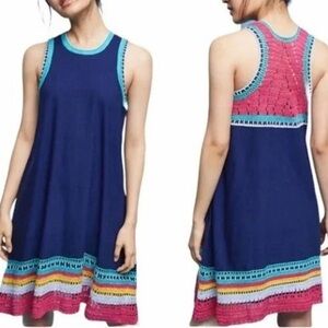 Akemi + Kin Navy With Mulyi Color Crochet Detail Sleeveless Dress Size Small